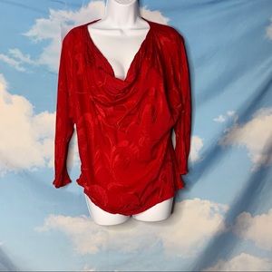 Vogue Alley- Red Long Sleeve Blouse